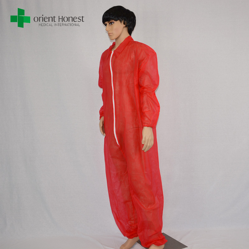 V Kragen Schutzkleidung overall, rot einmaligen Gebrauch Schutzanzug, China Pflanzenschutzanzug für die Malerei