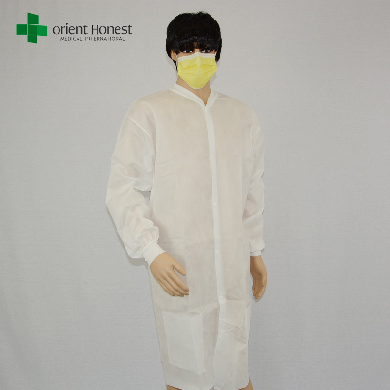 billige pp Einweglaborkittel, weiß PP30g antistatischen Laborkittel, sterile Verpackung Einweg-Kittel