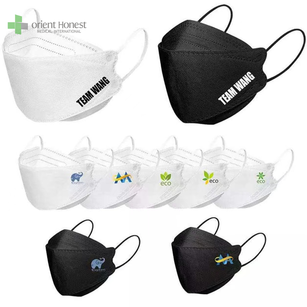 disposable mask kf94 black and white color for adults