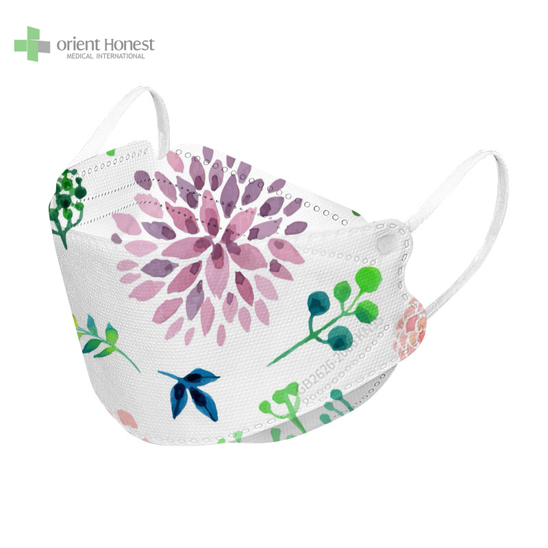 fashionable and cute printed 4 ply disposable KF94 face mask for adult