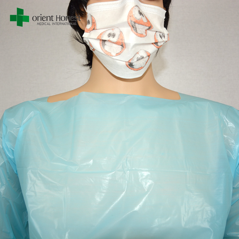 plastic blue CPE isolation gown manufacturer,CPE diposable plastic surgical gown,waterproof CPE isolation gowns