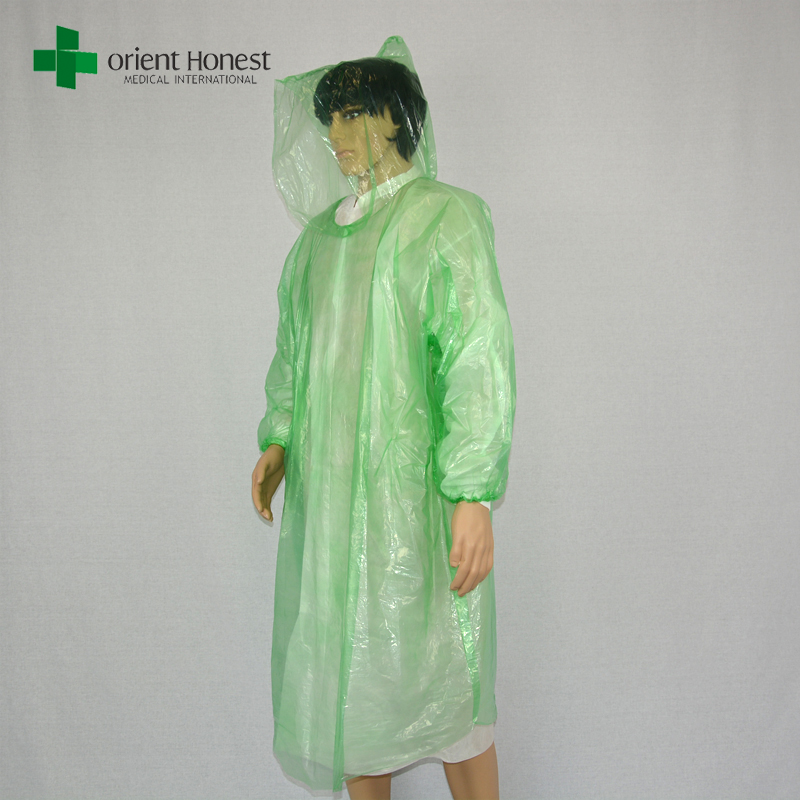 wasserdicht regen Poncho mit Ärmeln, Großhandel farbige Einweg regen Mantel, grün transparent regen Poncho