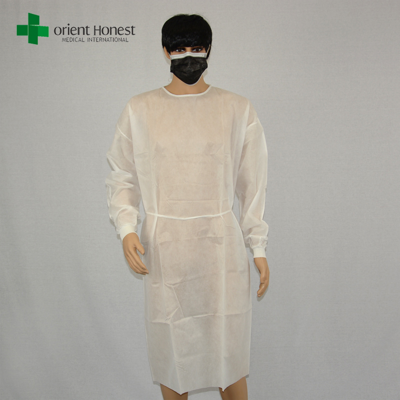 blanc blouse chirurgicale, hôpital vêtements médecin robe, PP chirurgien non tissé robe grossiste pas cher d'isolement