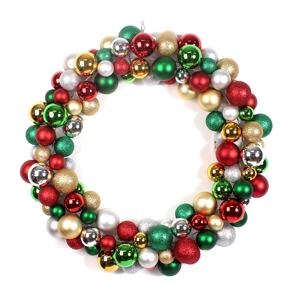 Couronne de boule grand Noël décoratifs en plastique 60cm