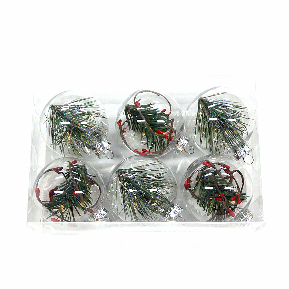 60mm decorative shatterproof clear hanging christmas ball