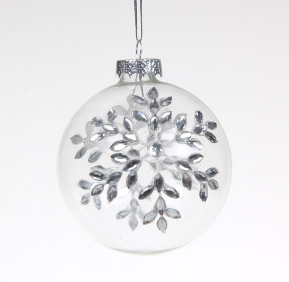 Helderglazen bol ornament met decal afdrukken