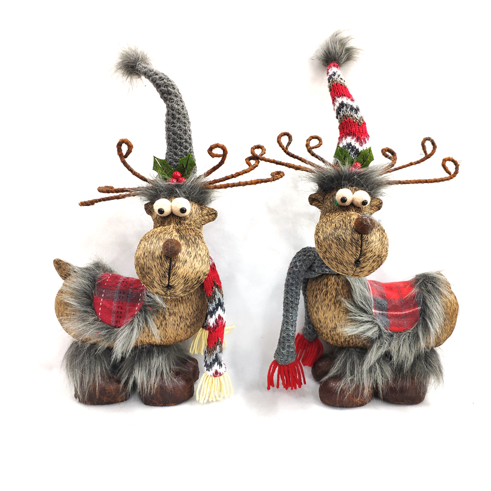 Elk Doll Standing Moose Handmade Stuffed Plush Christmas Reindeer for Home Decor Xmas Decoration Holiday Presents