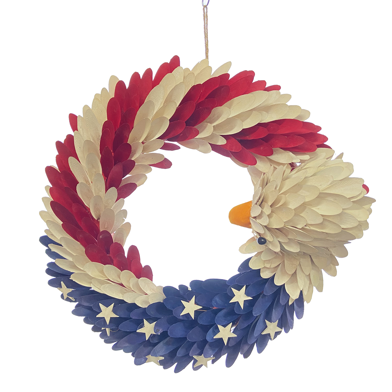 Independence day USA July 4th Patriotic Handcrafted Hanging Flag american eagle wreath