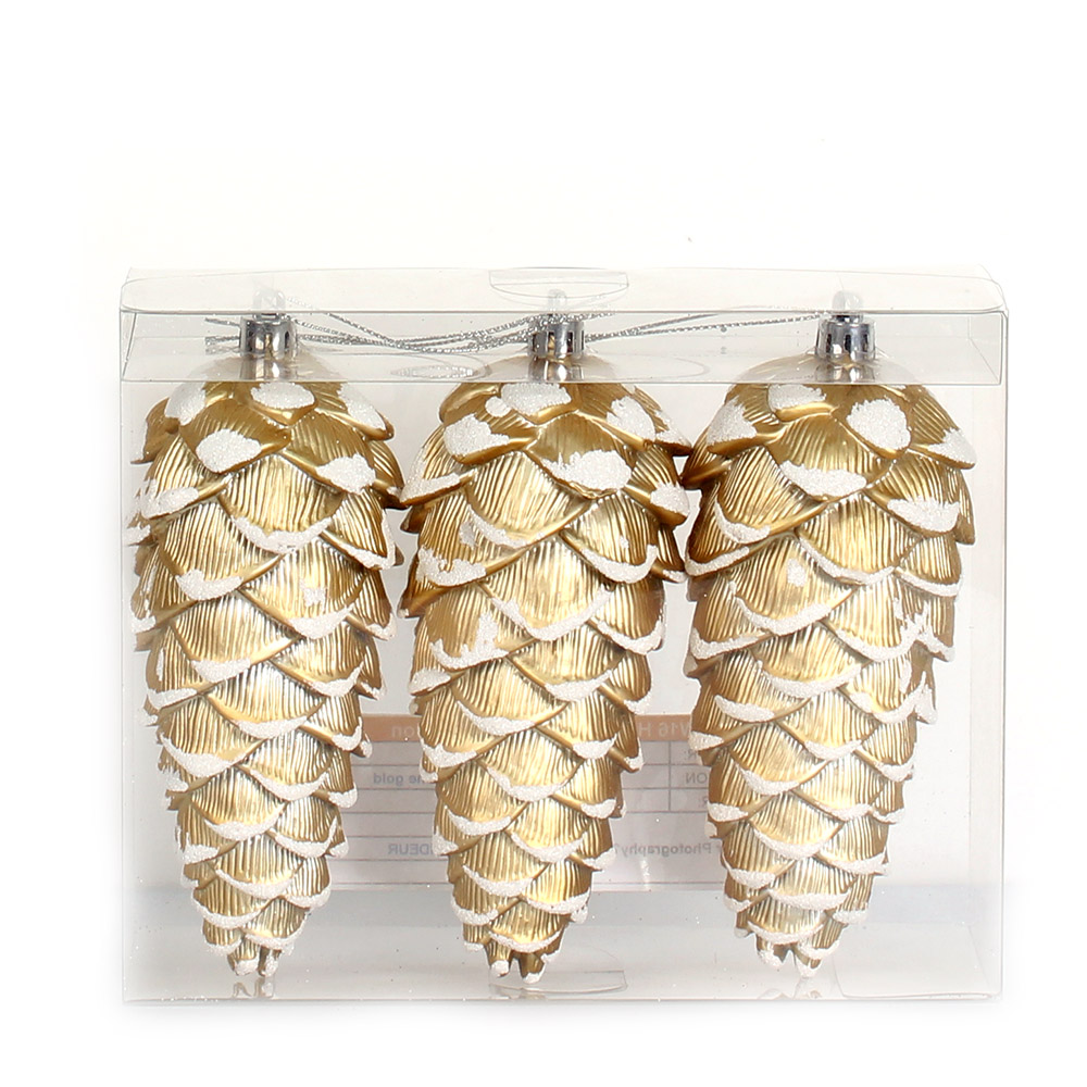 新设计圣诞塑料松锥饰品