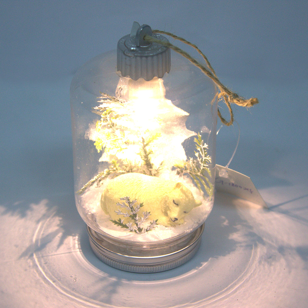 Ornamental Xmas Lighted Glass Christmas Hanging Ornament