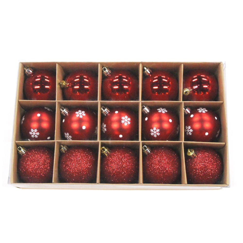 Salable inexpensive plastic Christmas tree ornament set