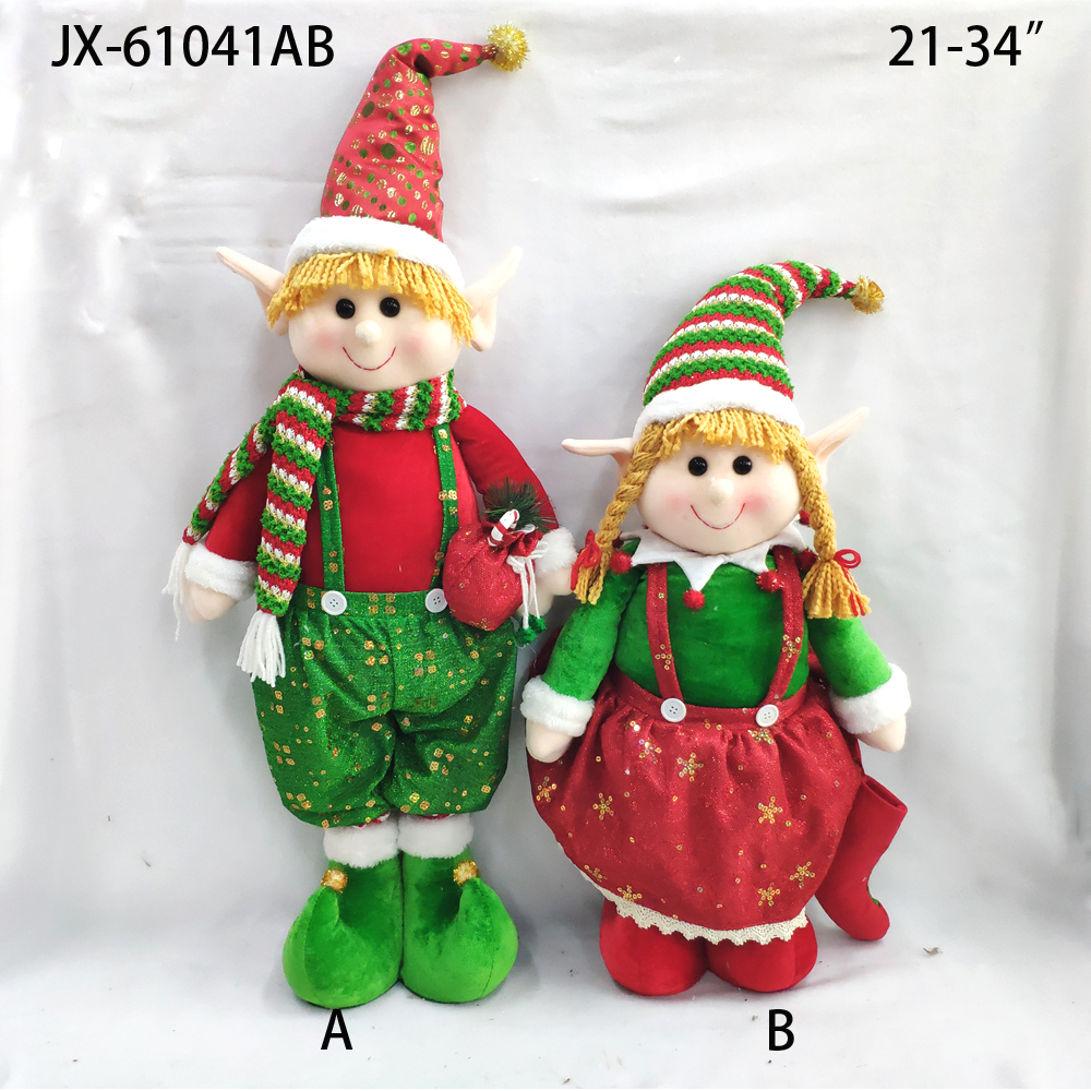 Xmas festival gift ornaments tree hanging santa doll plush christmas toy for home decor