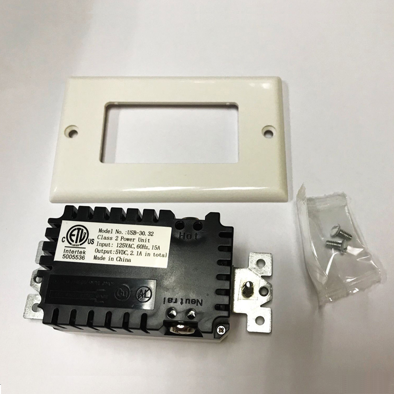 مقبس شحن USB 115 * 70 مم الولايات المتحدة الأمريكية لوحة الحائط USB شاحن نوع- A ونوع- C مع منفذ 2 TR 20A