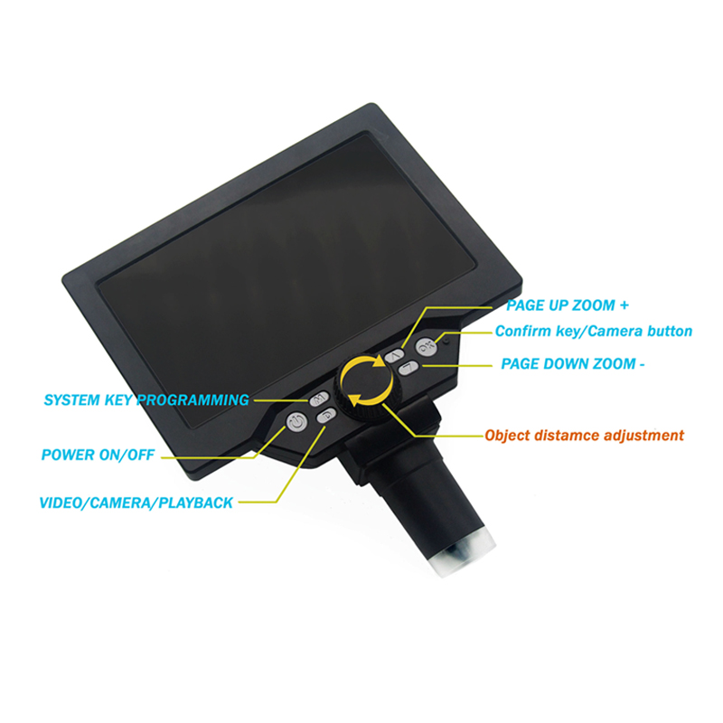 7 Zoll großes Farbdisplay großes Basis-LCD-Display 12MP 1-1200X Digital-Videomikroskop mit kontinuierlicher Vergrößerungslupe