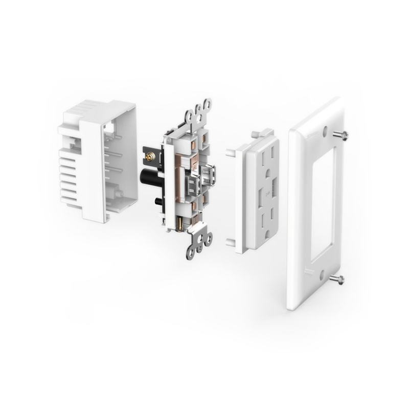 5V 4.8A Placa de estilo EE. UU. 2USB + 2AC Receptáculo USB de pared 5V 4.8A