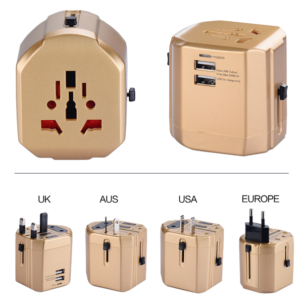 Best promotion gift universal multipurpose daul USB travel adapter socket plug OEM service