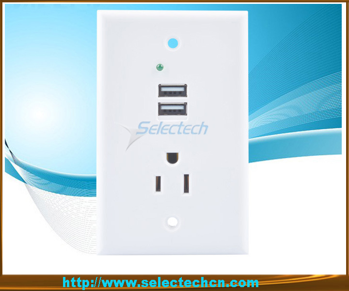 Dual ports USB Wall plate Charger USB-15B