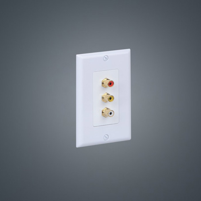 Plaque RCA type 120 hexagone ABS 3 trous Plaque intercalaire en plastique pour multimédia