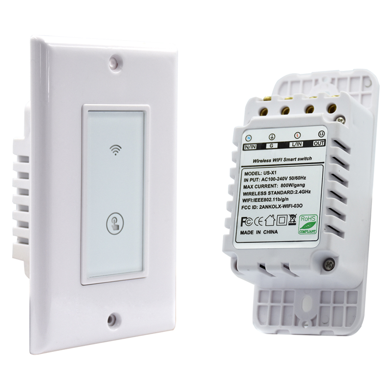 Interrupteur tactile intelligent WiFi Interrupteur mural avec interrupteur mural Télécommande sans fil de Mobile APP compatible avec Alexa Google Assistant