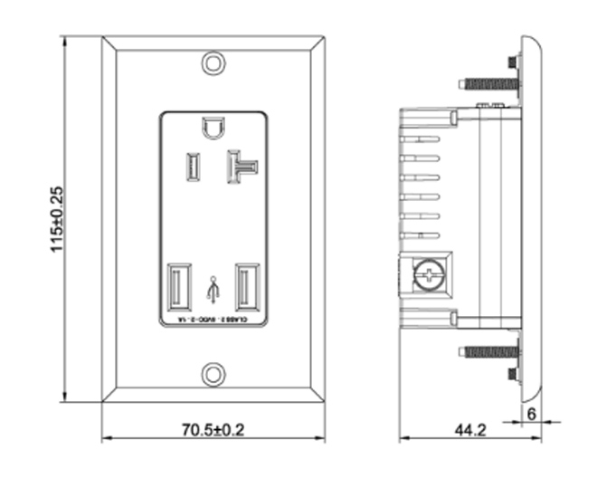 The Best Wall Outlets With USB Charging Ports,USB-33 USA style wall plate dual USB Wall Outlet Charger with TR outlet