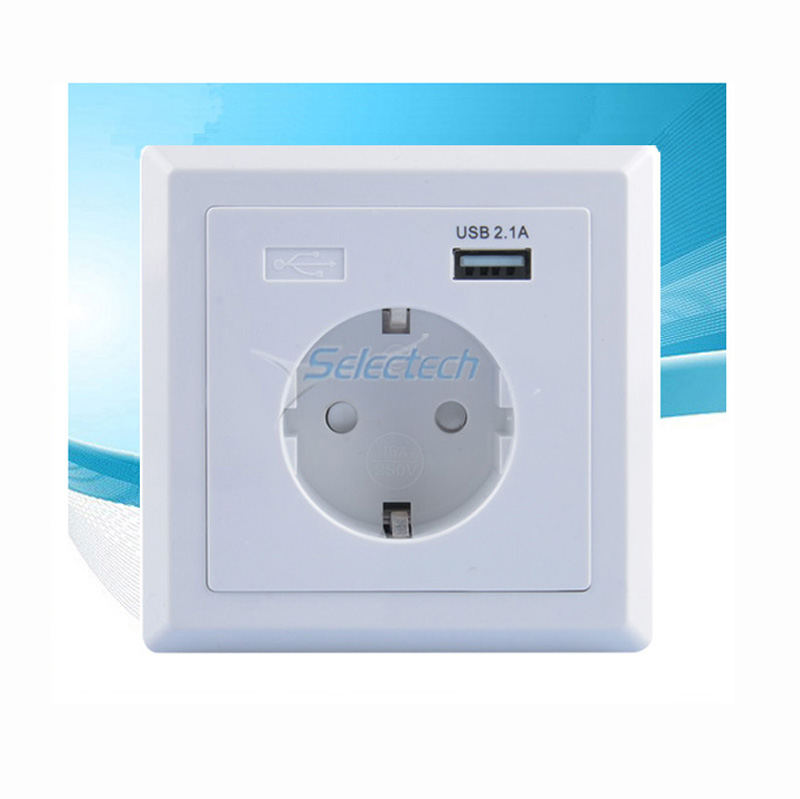 USB-20 Schuko socket 80*80 type German style socket Single port USB Wall plate Charger