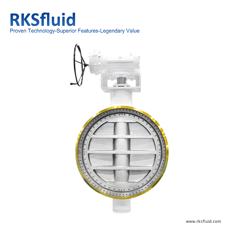 API609 Hochleistung großer Durchmesser Triple Excentric Butt-Weld Butterfly Ventil DN1200 PN25 mit Turbinenkopf