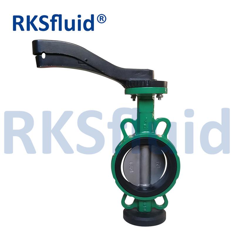 Cast iron/ductile iron wafer PN16 butterfly valve with level stainless steel