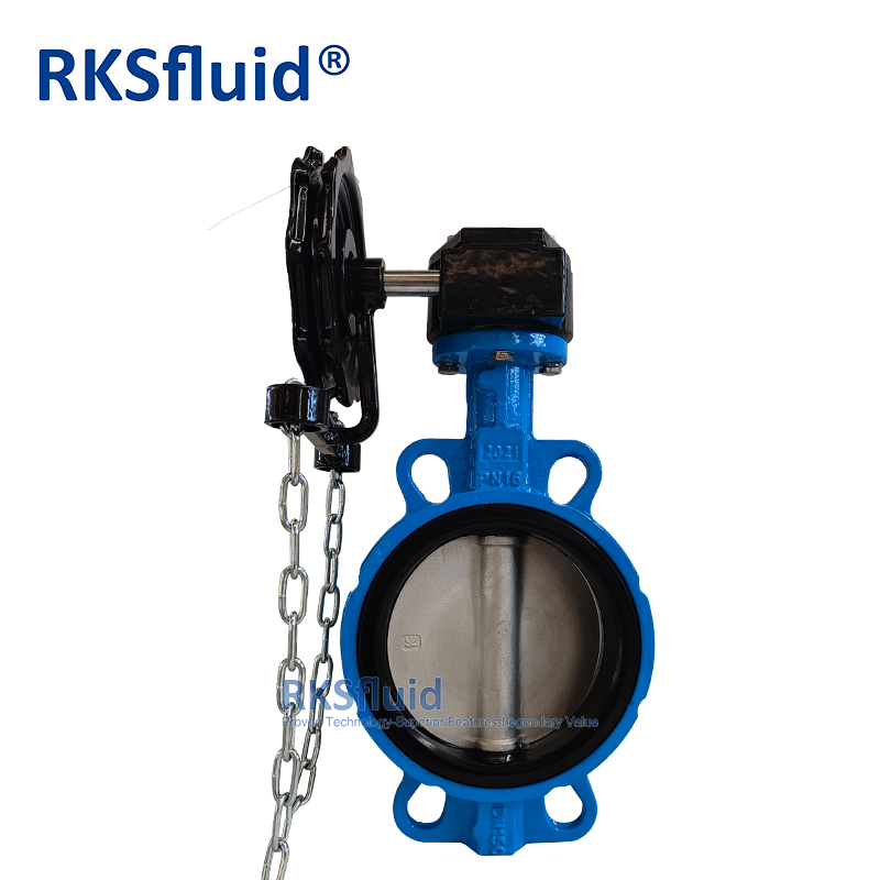 China China factory API ductile cast iron dn200 wafer Lug type butterfly valve with Chain Wheel Hand Wheel manufacturer