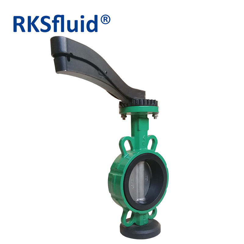DN100 4" butterfly valve PN10 PN16 150lbs ductile iron CF8 wafer type resilient seat water butterfly valve with handle lever