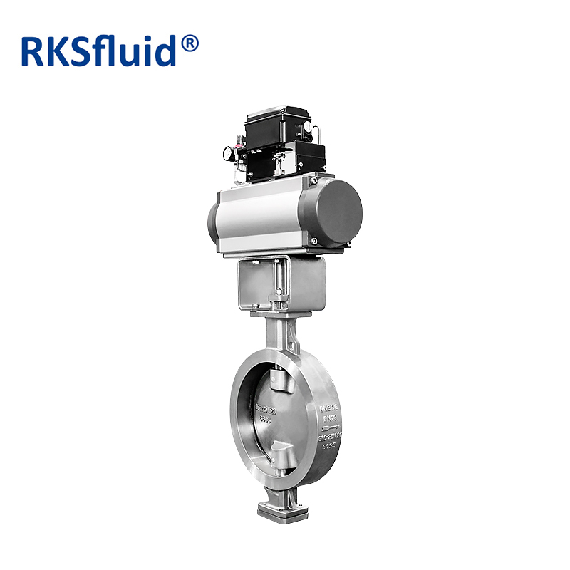 DN300 PN16 Industrial Pneumatic Wafer Typ Flansch Triple Excentric Schmetterlingsventil