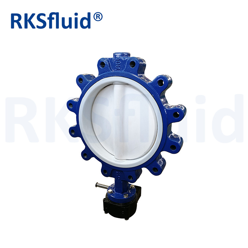 DN40 DN300 PTFE Coated Steel semi Lug Type lugged Butterfly Valve