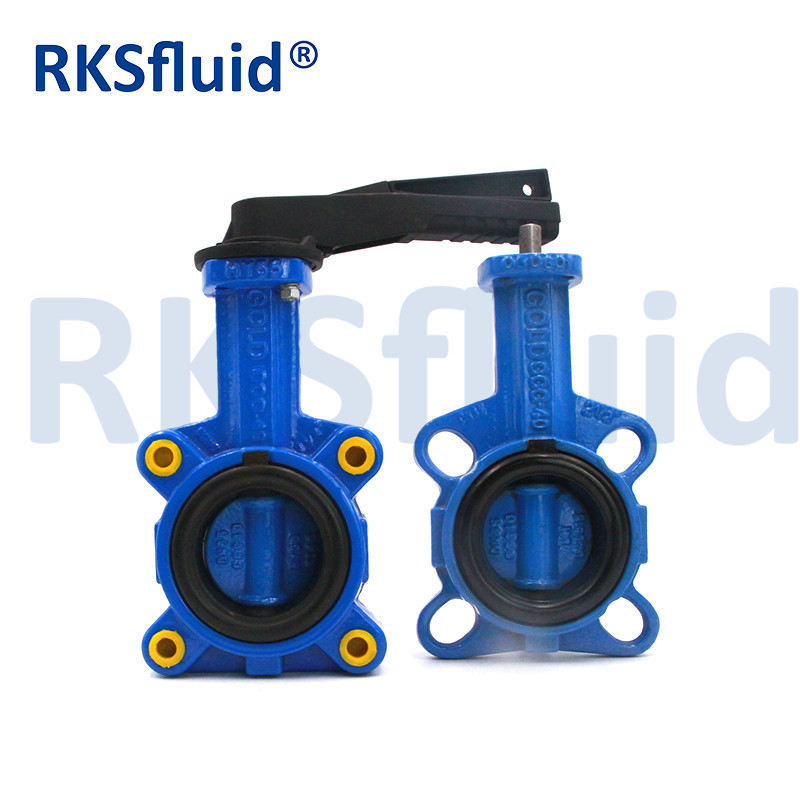 DN65 ISO5752 Carbon Steel Stem EPDM Seat Cast Iron Handle Lever Wafer Butterfly Valve