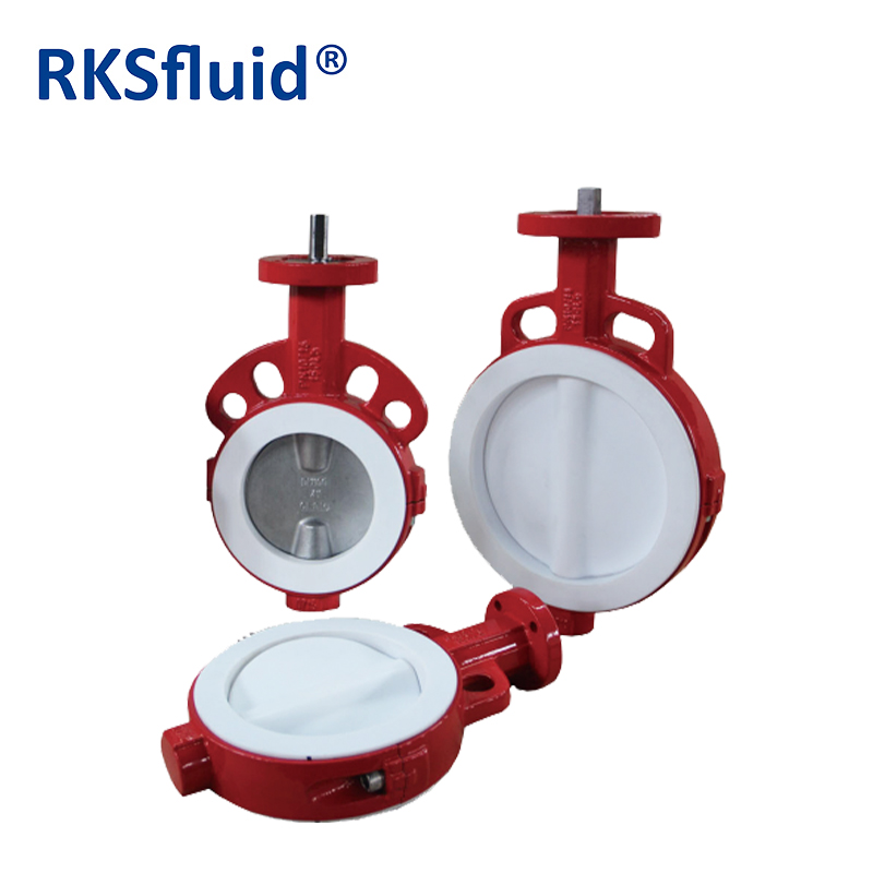 Food Industry ANSI B16.5 Carbon steel Wafer Lug Type WCB CF8M Body PTFE PFA Lined Butterfly Valve PN10/16 Class 150 for Strong Basicity Chemical Industry