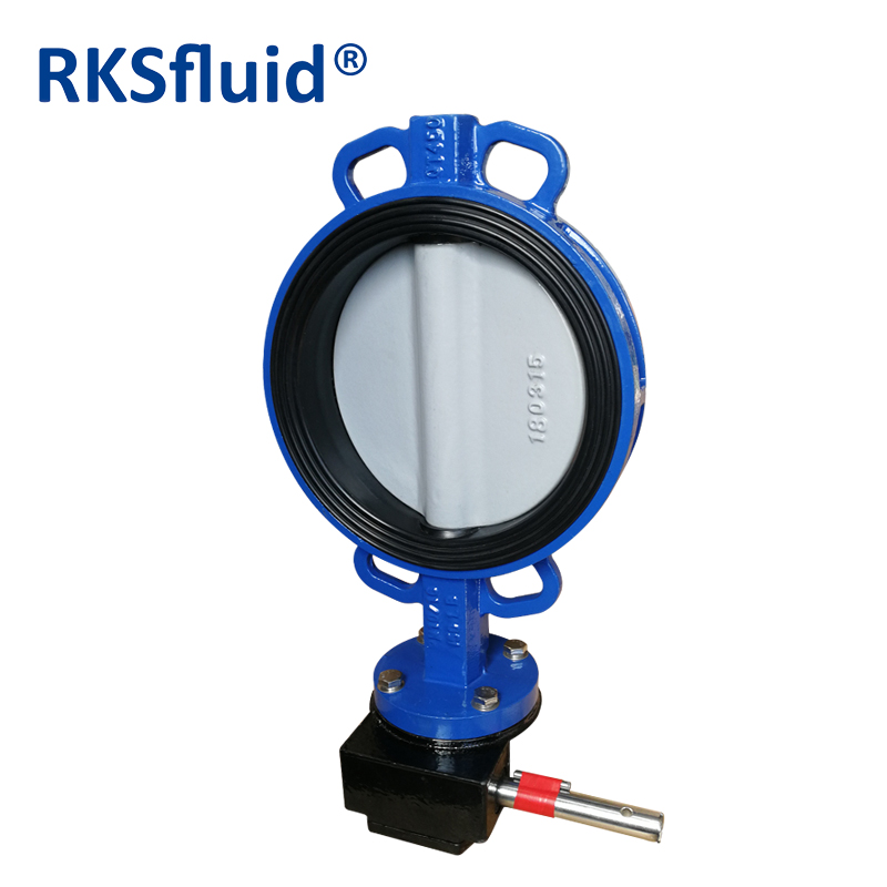 China PN16 ductile iron body disc SS410 shaft EPDM seal Bore head Customized colour 3 inch DN80 Wafer type butterfly valve manufacturer