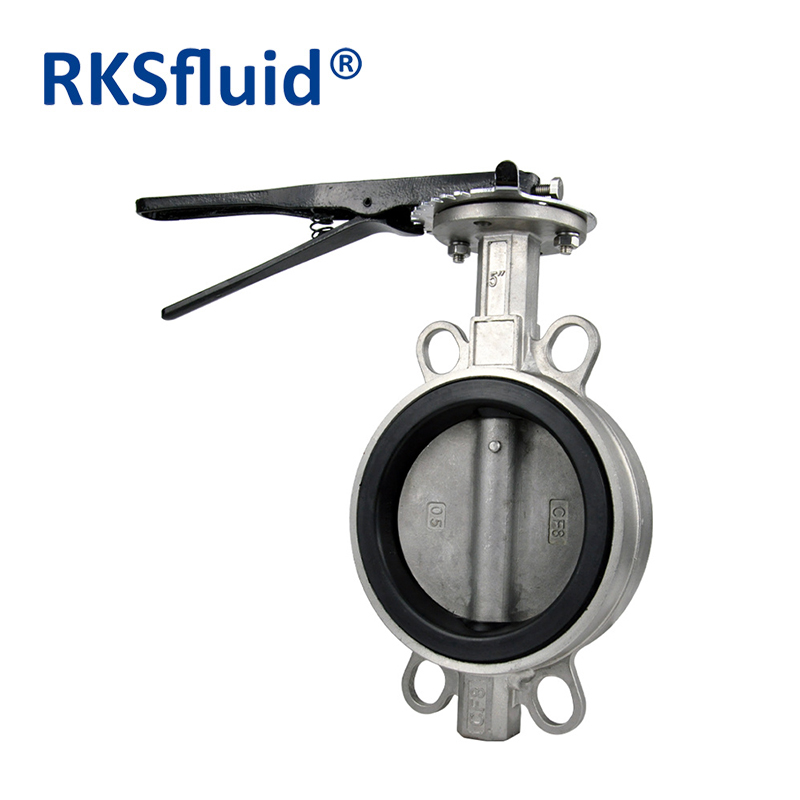 RKSfluid 5" DN125 150lb Stainless Steel Ductile Cast Iron EPDM Seat Double Flange Industrial Butterfly Valve