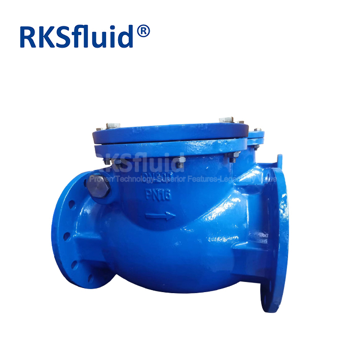 RKSfluid AWWA swing check valve ductile iron flanged sewage resilient sealing EPDM NBR check valves swing type PN16
