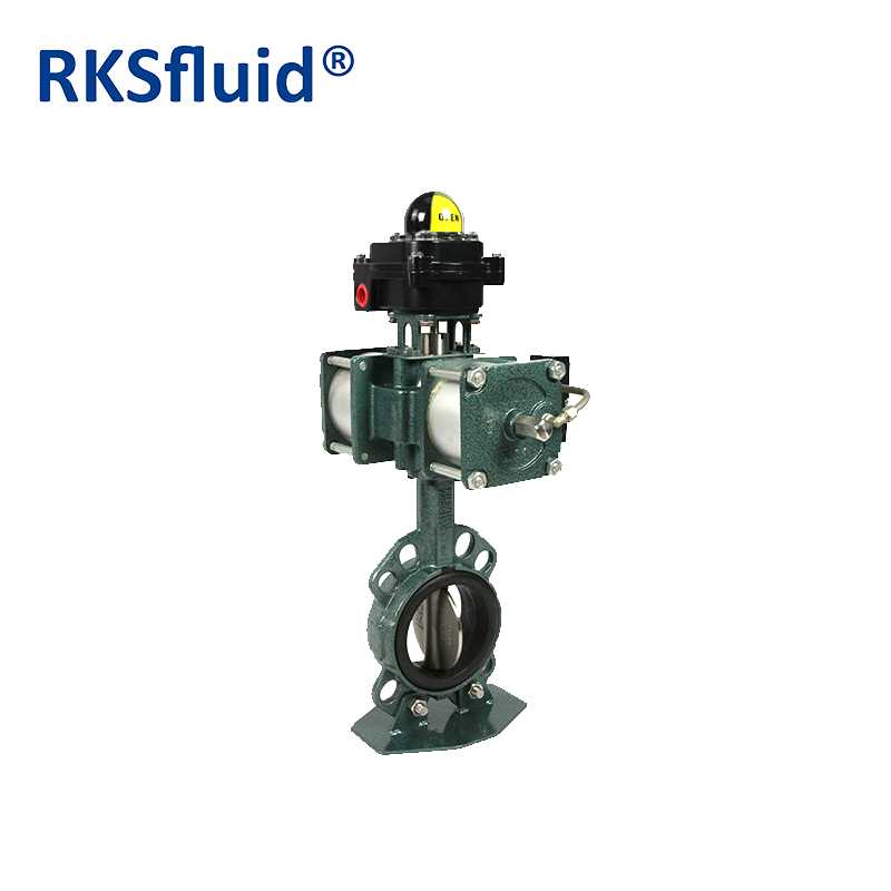 RKSfluid DN50 PN10 Worm Gear Stainless Steel PTFE Seated Wafer Type Butterfly Valve