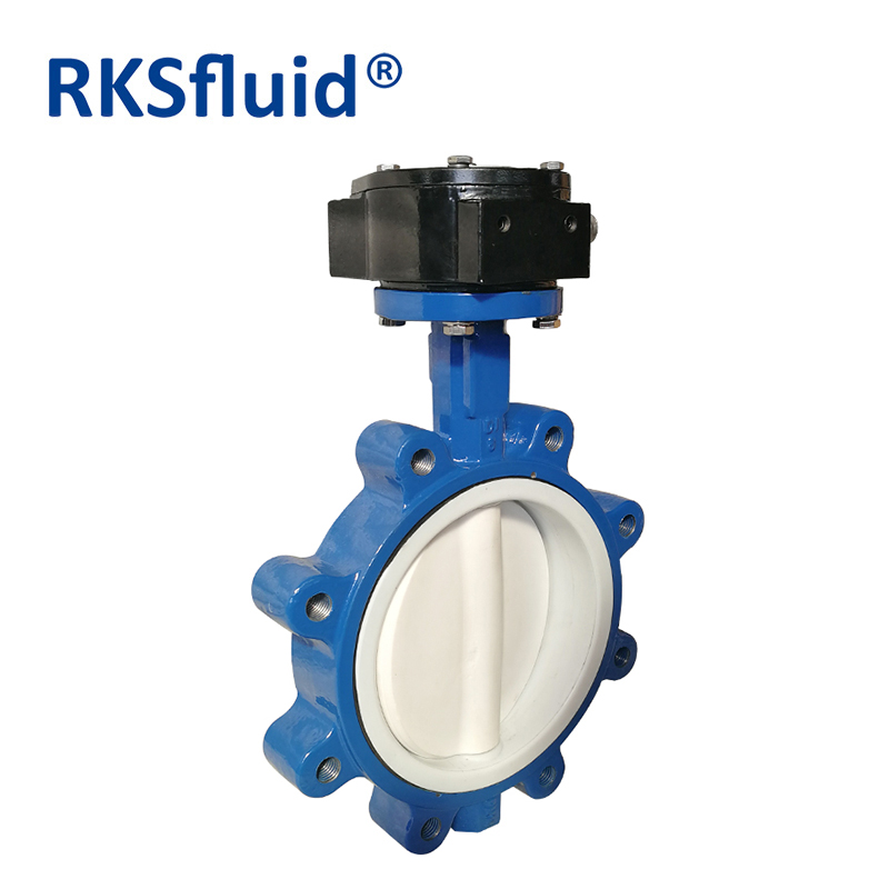 Resilient Seated PTFE Cast Iron Manual Wafer Type Butterfly Valve