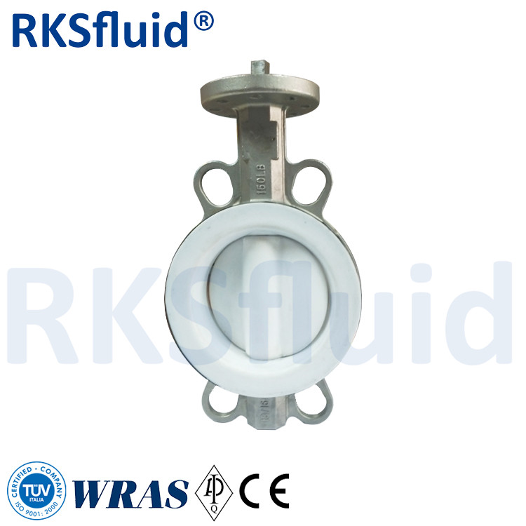 Telfon lining lined PFA PTFE BFV butter valve lined fluorous butterfly valve