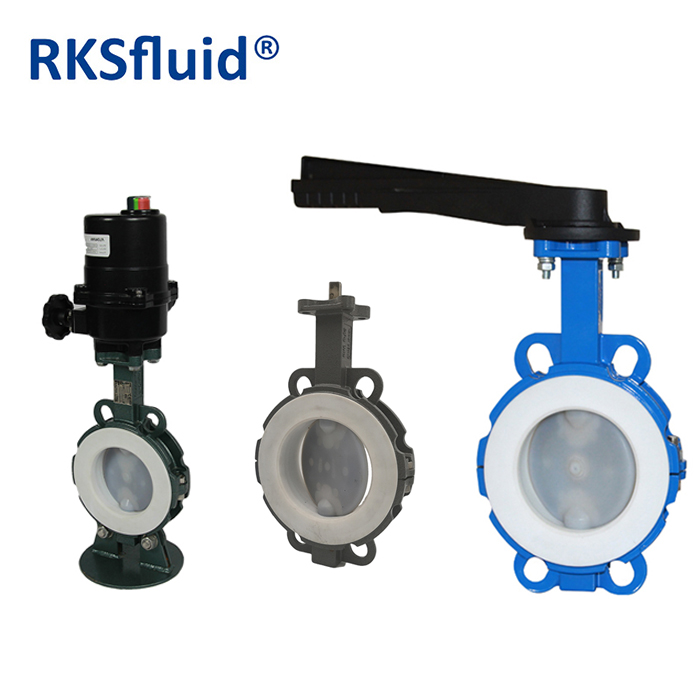 Top grade wafer connection pneumatic PTFE lined butterfly valves
