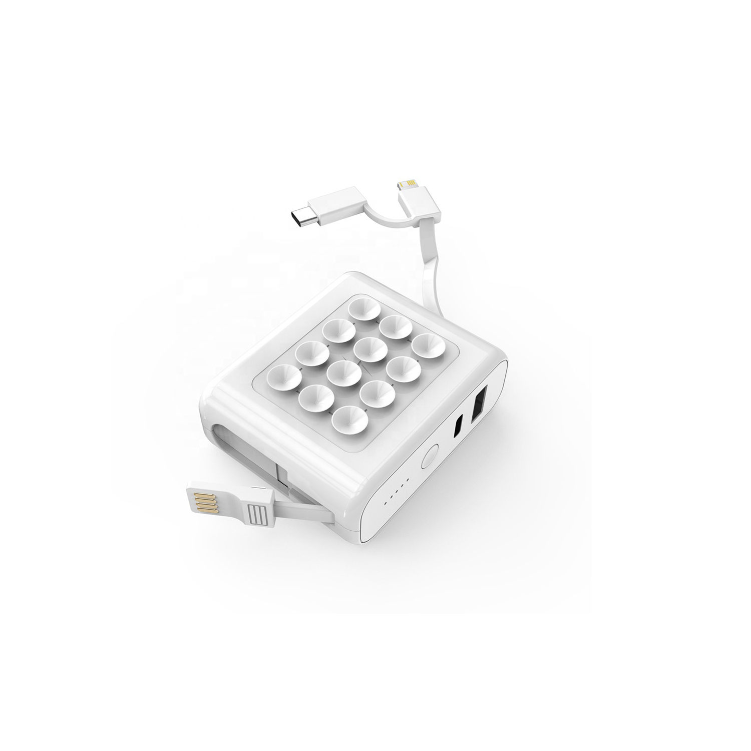 紧凑型 5000mAh 无线充电器移动电源带吸盘内置充电线手机电池充电器旅行用 (MH-P47)