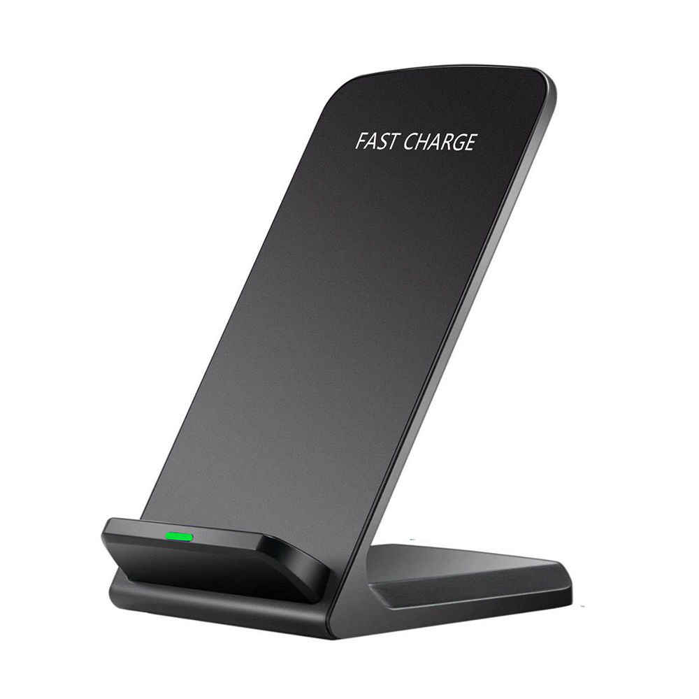 Classic Design 2-Coils Desktop Fast Wireless Charger Stand for All Qi-Compatible Mobile Phones Vertical Horizontal Charging (MH-D12)