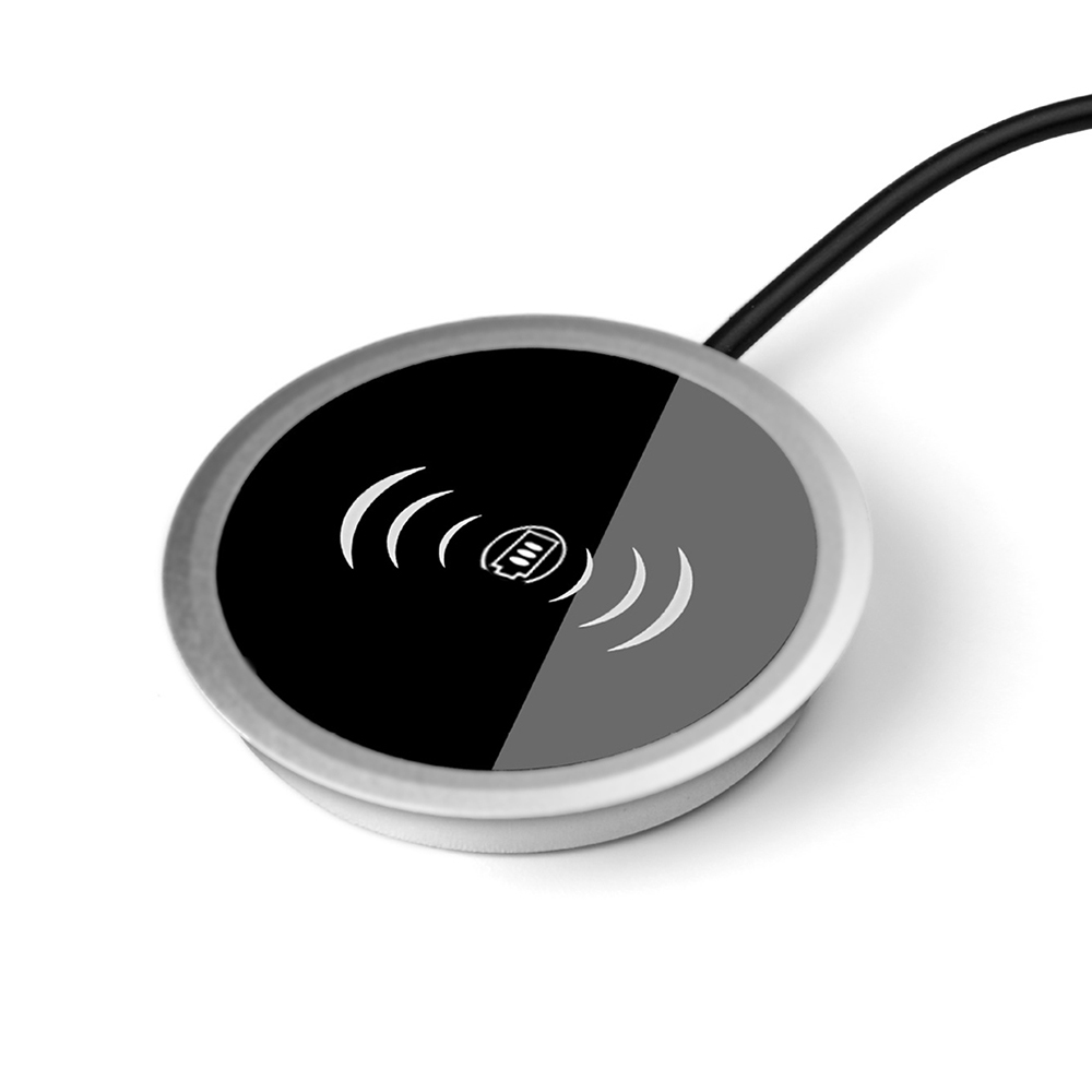 Aluminum Alloy Embedded Wireless Charger for Furniture and 15W Desktop Fast Wireless Charger for Qi-Compatible Devices (MH-D23)