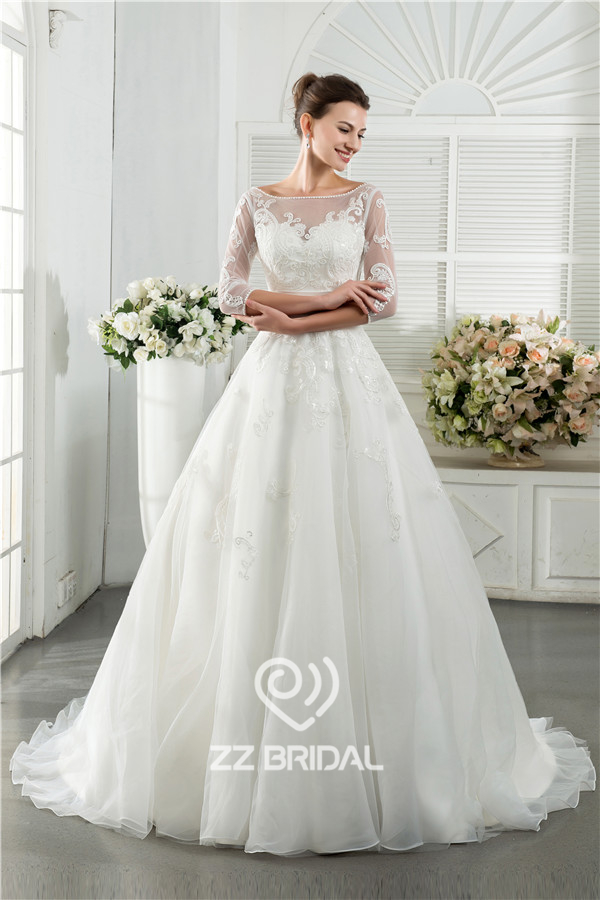 中国制造A版中袖V后背勺领婚纱