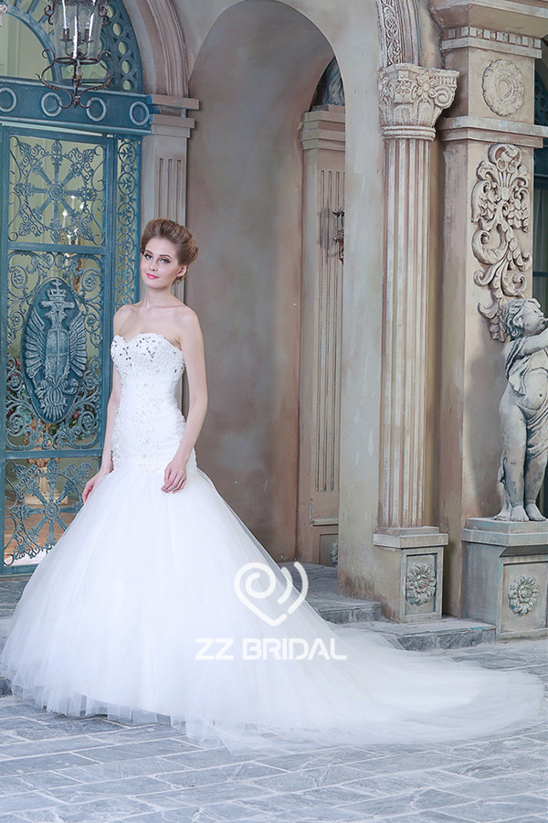 As imagens reais de contas rendas vestido de casamento appliqued decote 2015