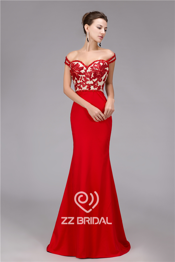 Cina cinghia di spaghetti scollo a cuore backless abito lungo da sera in rilievo della sirena con paillettes