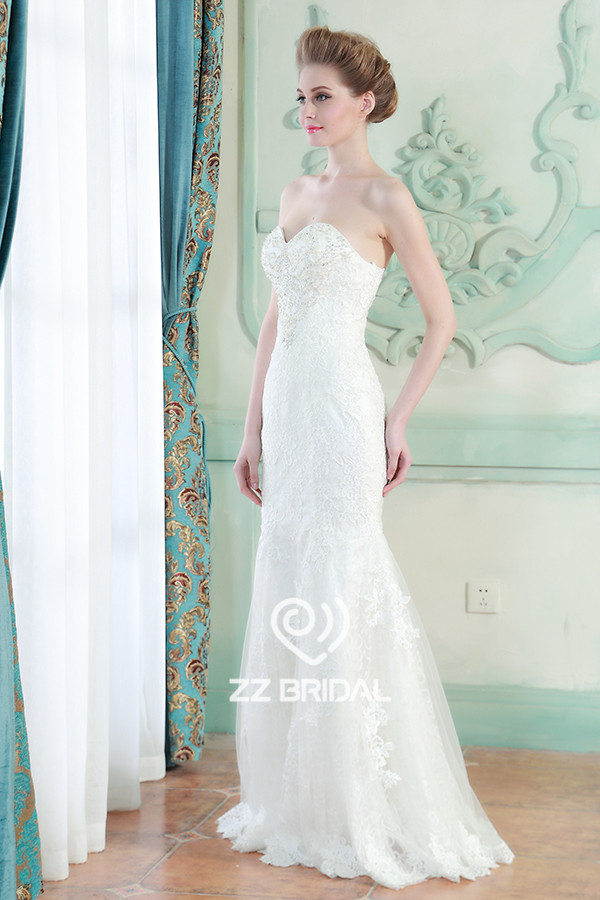 Chiny kochanie koralikami koronki appliqued dekolt weselnych dostawca syrenka