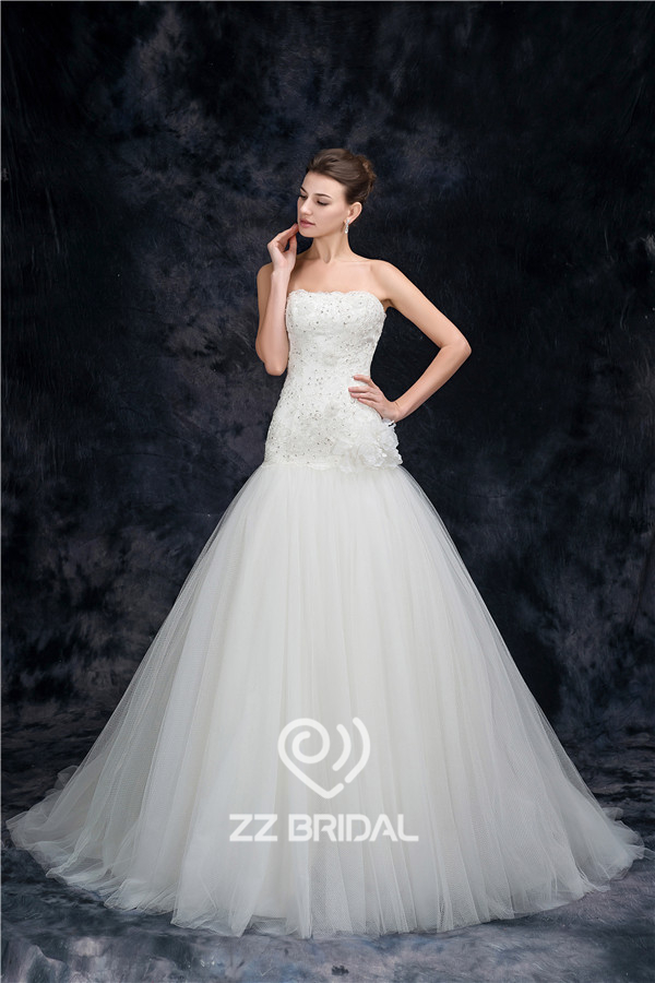 Estilo sereia corpete de contas completa fabricados na China rendas appliqued fabricante do vestido de casamento