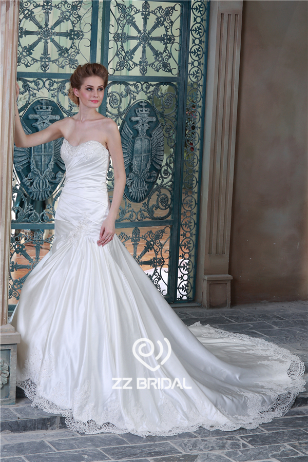 New decote querida frisado agradou fabricante vestido de noiva lace-up