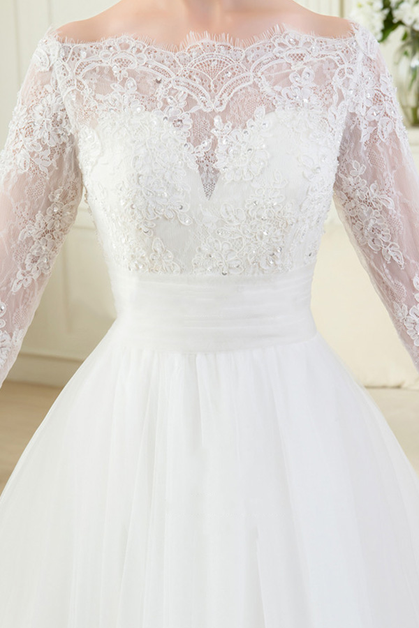Serviço de OEM Muçulmano Manga Comprida Real foto sheer A Linha Vestido De Noiva Vestidos De Novia